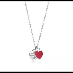Return to Tiffany small double heart red necklace
